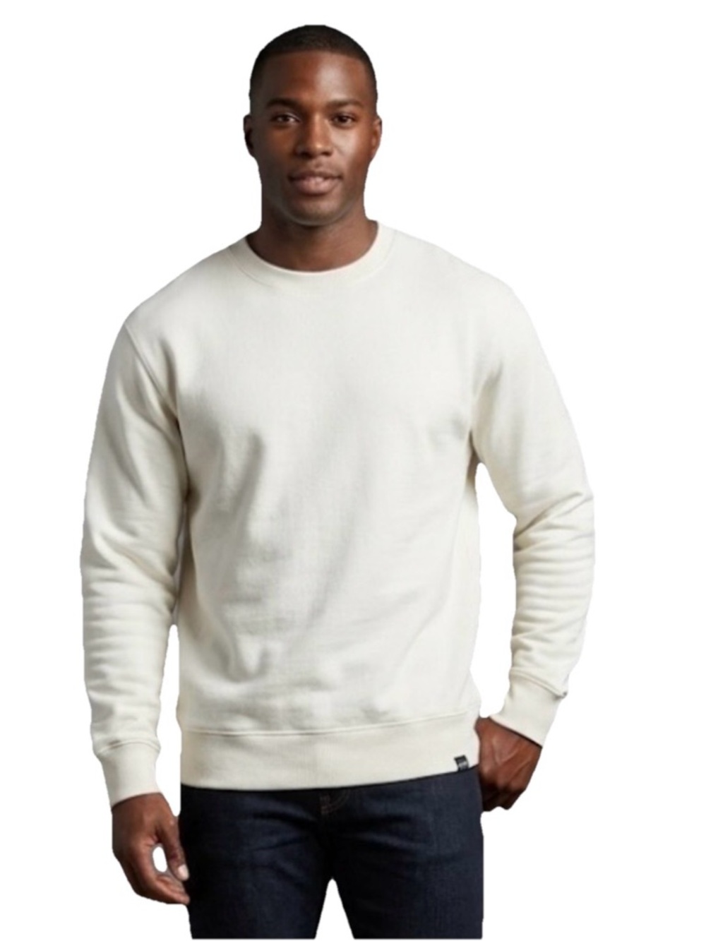 Sporty & Rich Men’s White Cotton Crewneck Sweatshirt Size Large